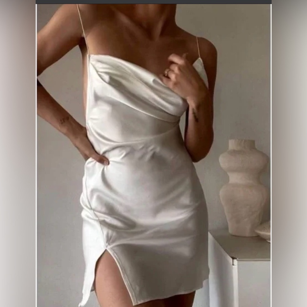 Rumours White Satin Mini Dress